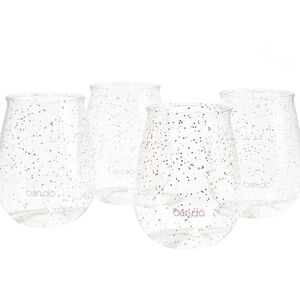 Stemless Acrylic Wine Glass Set of Four with Glitter Infusion